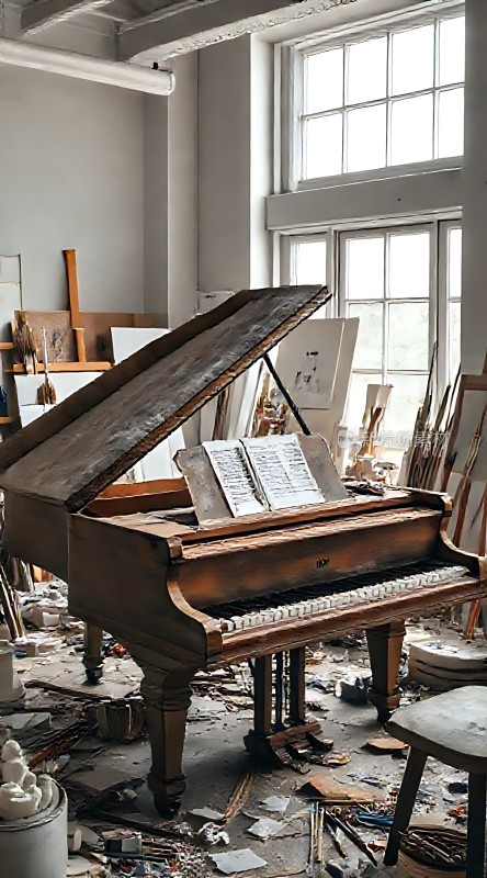 废弃钢琴与艺术工作室的结合