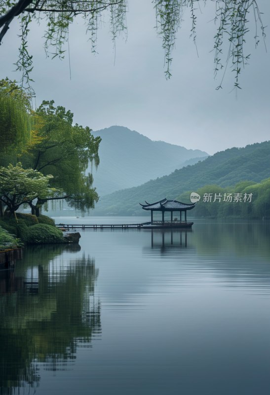 杭州湘湖烟雨景