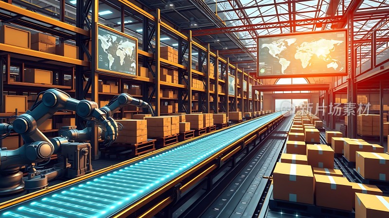 智能物流中心机器人与传送带协同作业