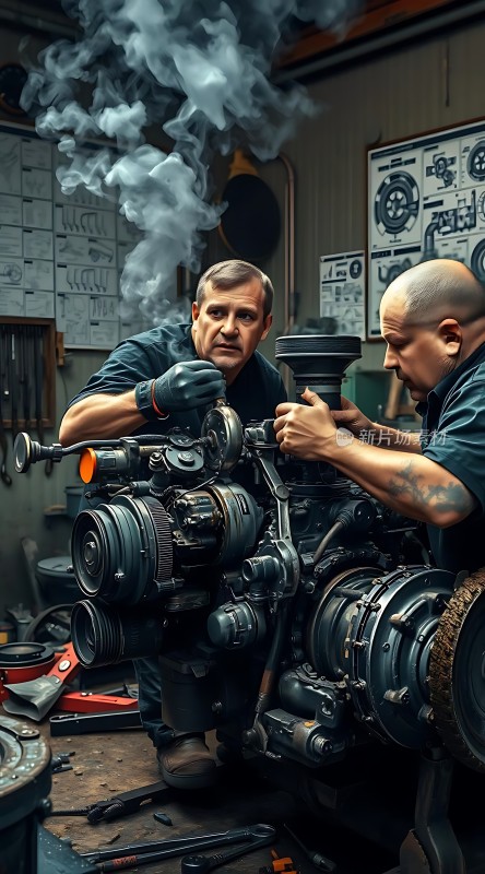 机械师专注检修发动机