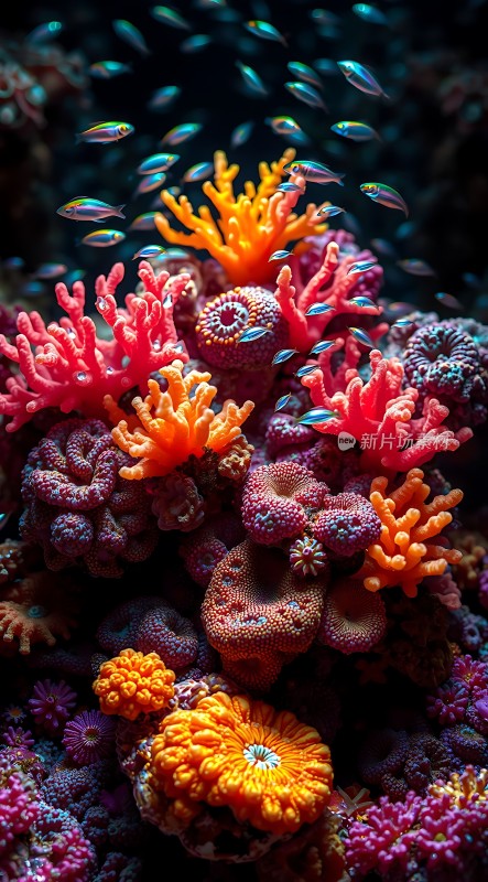 五彩斑斓的海底世界小丑鱼穿梭于珊瑚丛中