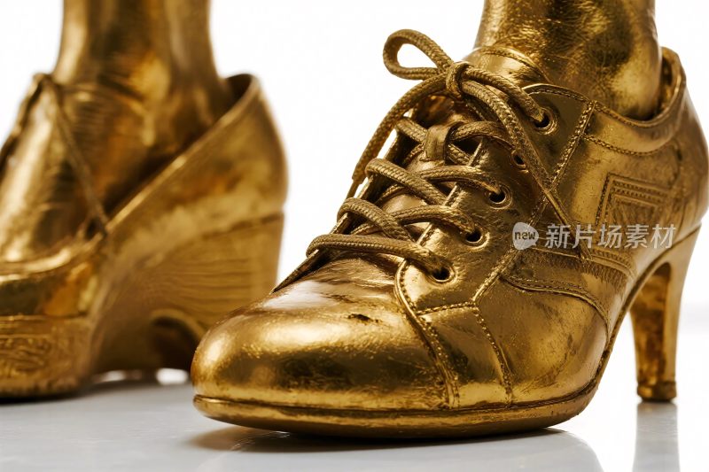金色高跟鞋特写