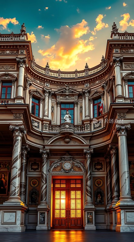 日落下的宏伟宫殿