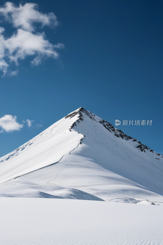 滑雪者正在蓝天雪山上行走高清风景图片