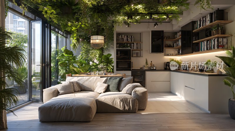 绿植环绕的温馨室内空间