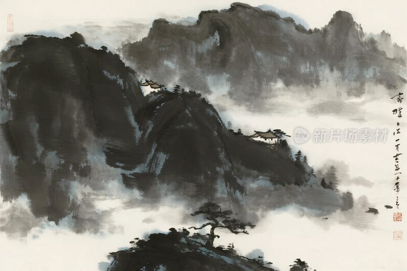 中国传统山水水墨画