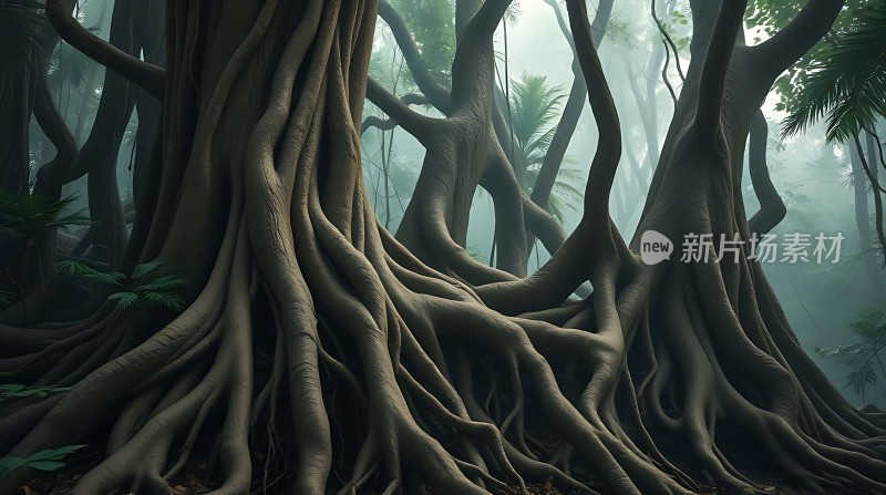 迷雾森林中的古老根系