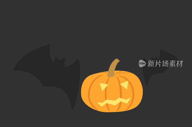 万圣节南瓜与蝙蝠插画