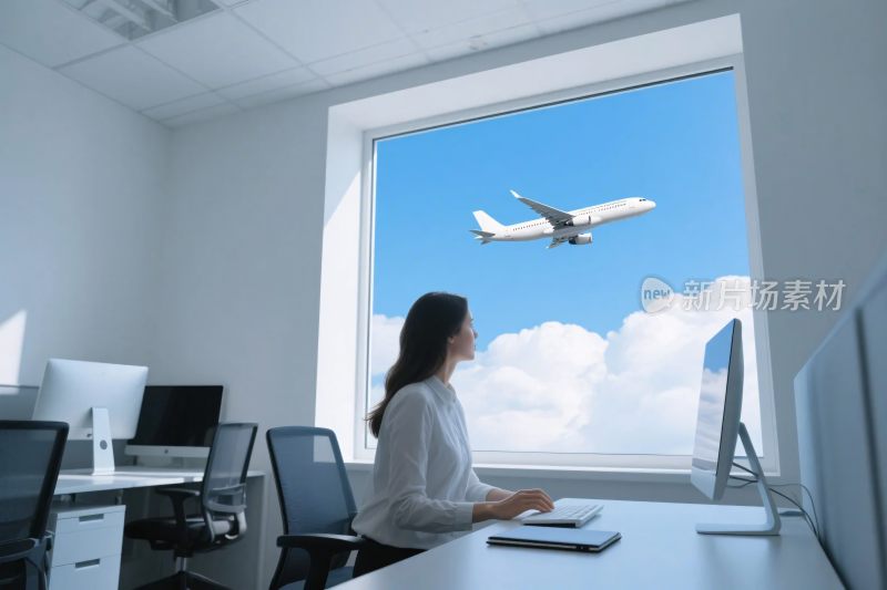 办公室内飞机场景