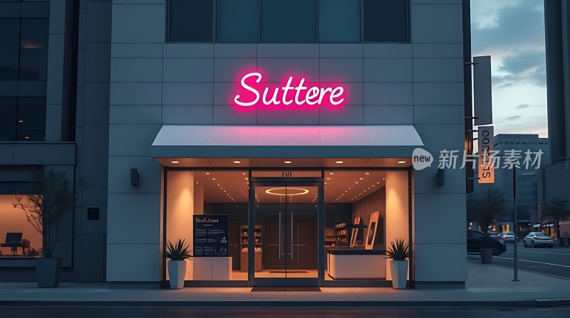 霓虹灯下的Suttere店铺现代与时尚并存