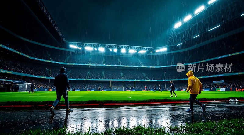 雨夜球场上的奔跑者