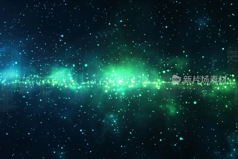 梦幻星空绿色光带背景图