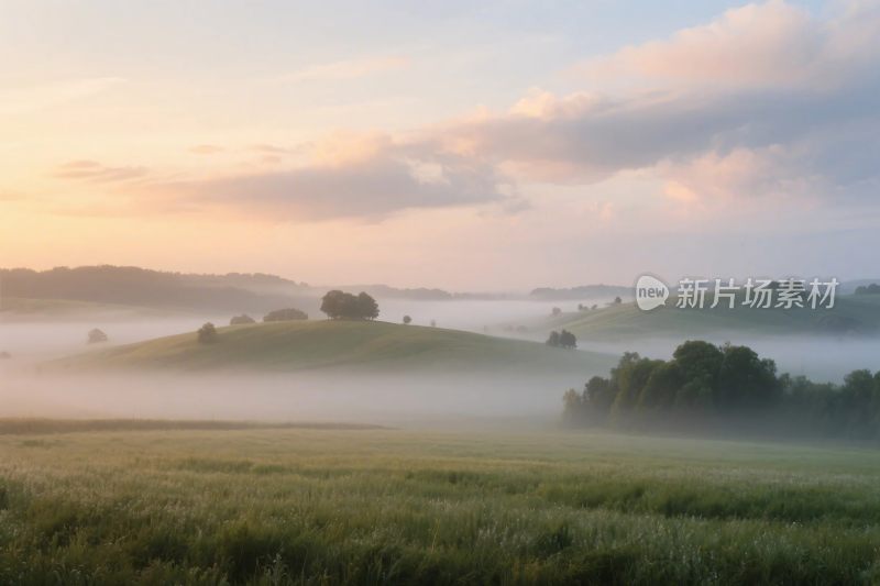 田园晨雾风景