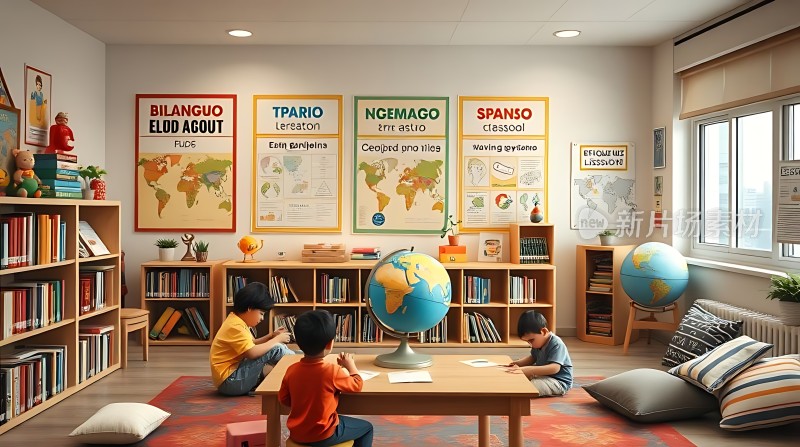 儿童学习室探索世界与语言