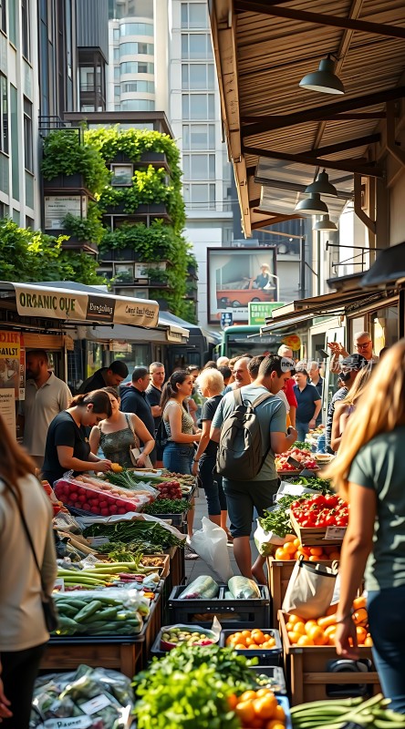 阳光下的有机蔬果集市