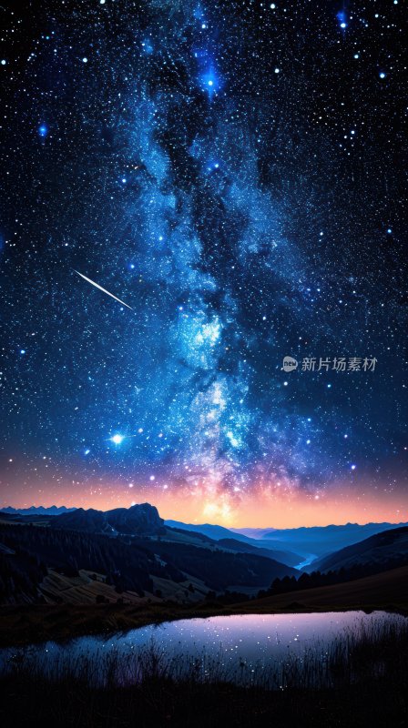 流星划过星空湖畔璀璨星河夜空背景壁纸