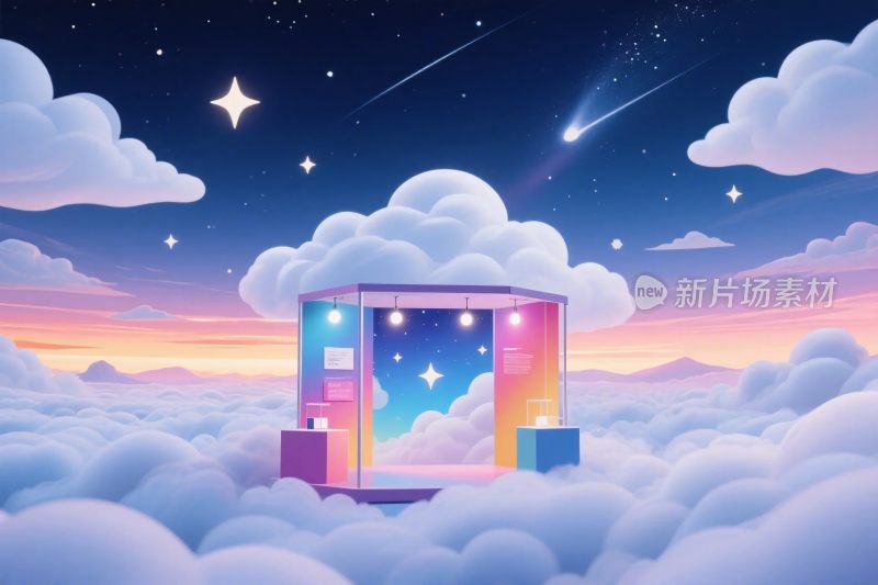 梦幻云层星空插画