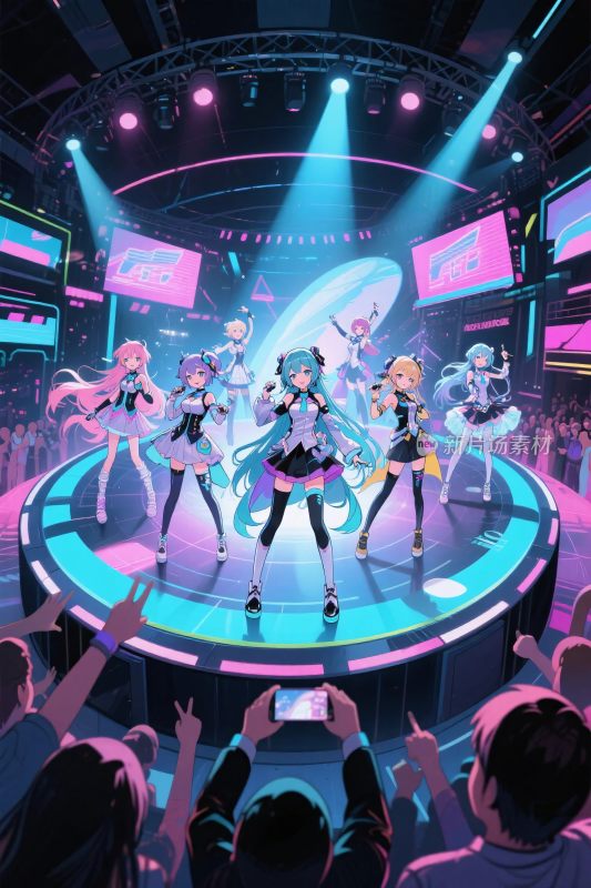 偶像舞台演出插画