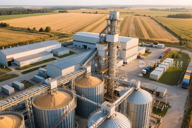 鸟瞰农业粮仓设施图