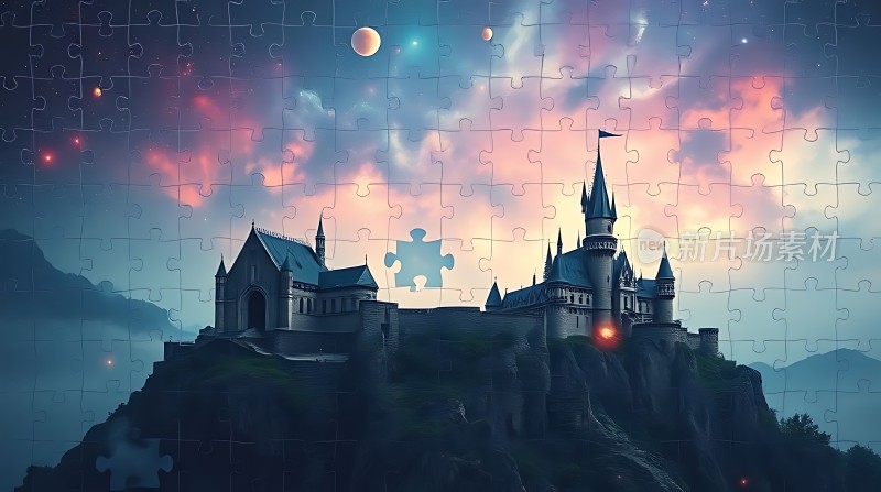 梦幻城堡星空下的神秘谜题