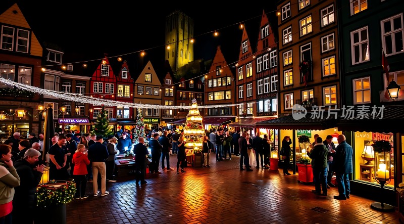圣诞集市夜市繁华