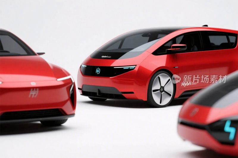 红色新能源概念车展示