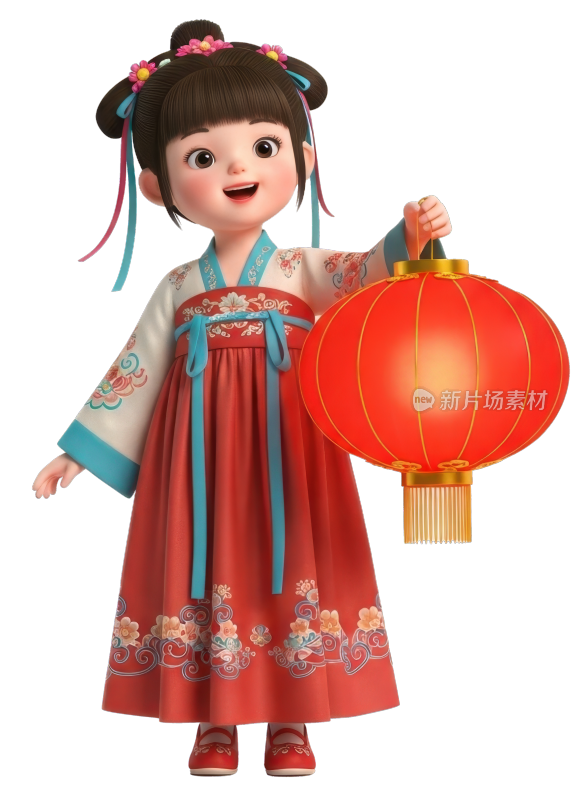 穿着国潮风格汉服的女孩