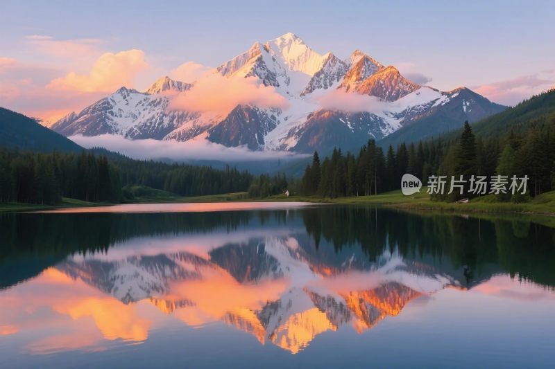 雪山湖泊自然风光