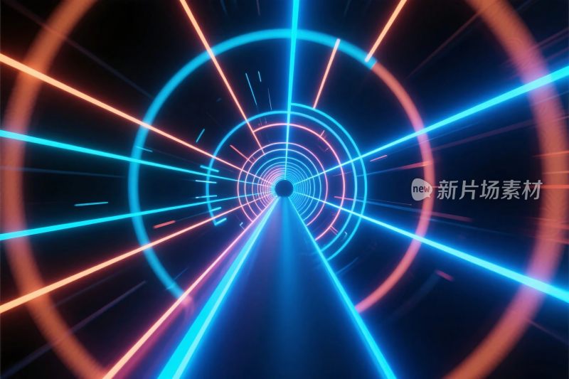 科幻霓虹光效隧道