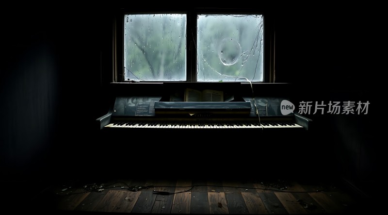 钢琴静候窗外雨声