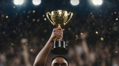 高举奖杯的荣耀时刻 高举奖杯的荣耀时刻