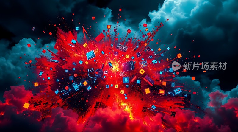 科技爆炸数字与光效的炫目交织