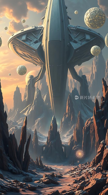 太空飞船与神秘星球