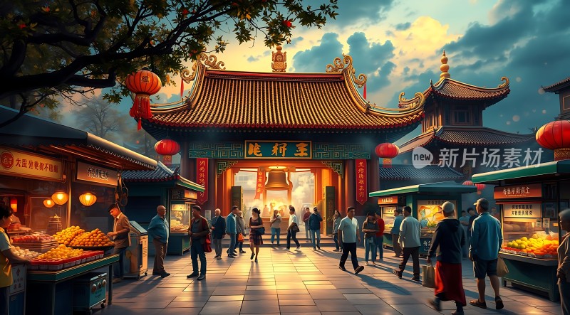 繁华古街市集热闹非凡