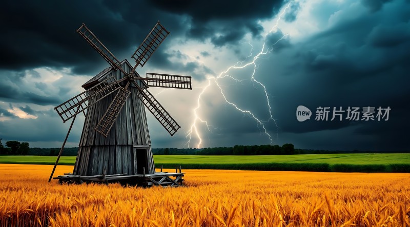 麦田风车闪电风暴