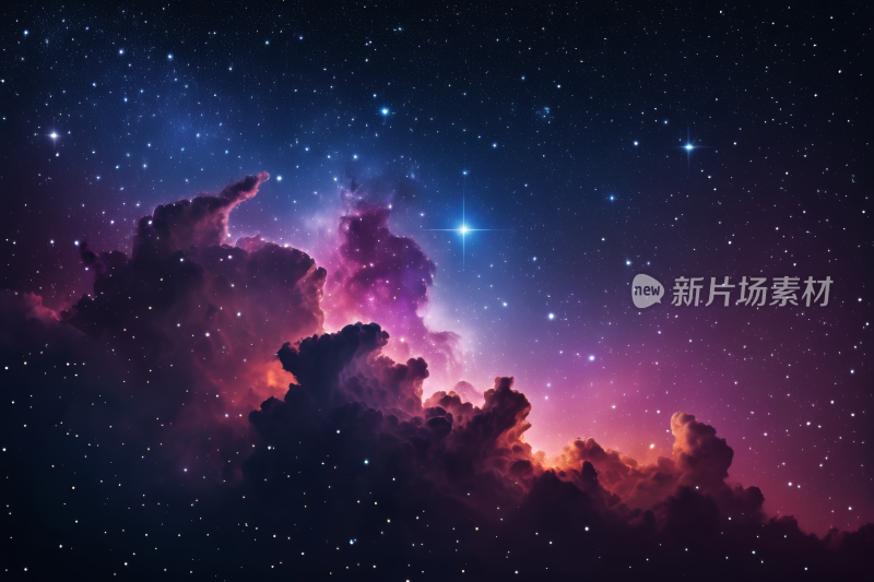 紫色和蓝色的星系有星星和云彩高清背景图片