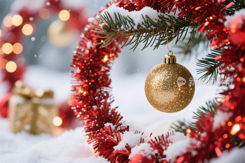 圣诞装饰环与金色球