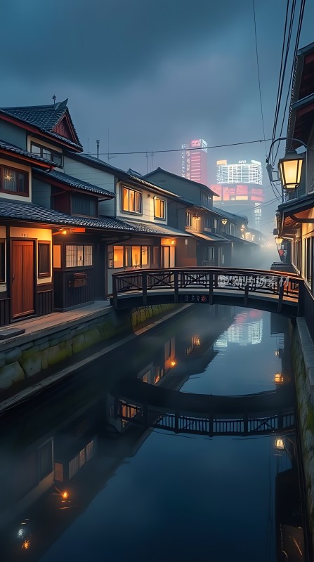 古桥夜色映水乡