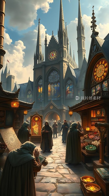 中世纪集市上的神秘交易