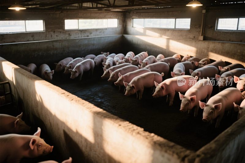 猪圈里的猪群养殖场景