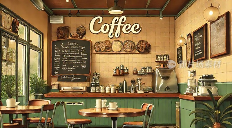 复古咖啡店温馨氛围享受美好时光