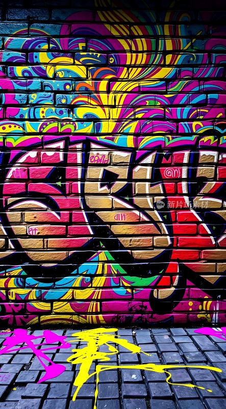 街头艺术墙绘色彩斑斓的涂鸦世界