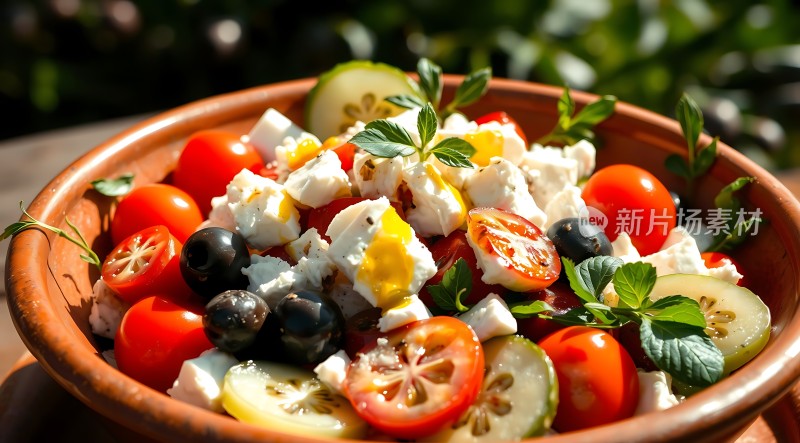 阳光下的清新沙拉