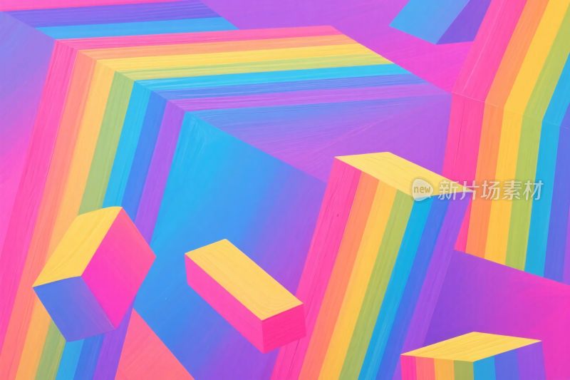 彩虹几何彩色插画