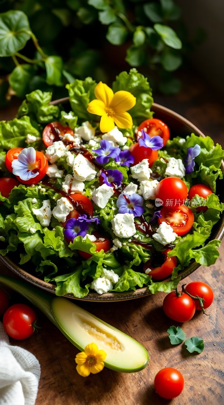 清新蔬菜沙拉色彩缤纷健康美味！