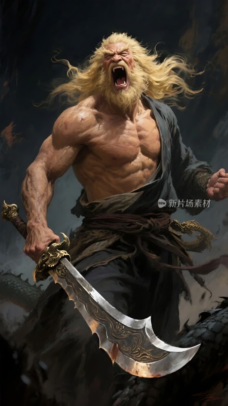 英勇战士挥舞巨剑