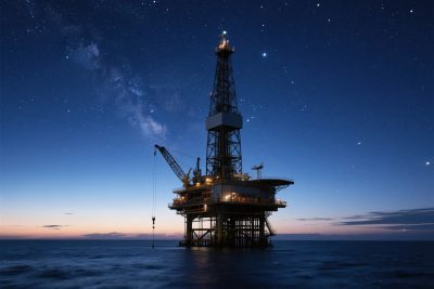 海上钻井平台夜景 海上钻井平台夜景