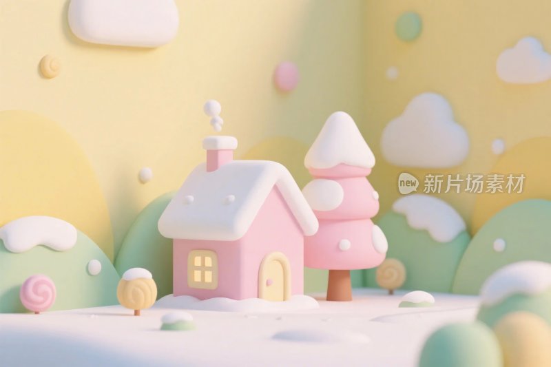 梦幻雪景童话小屋