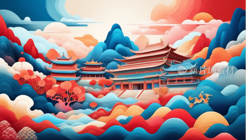 中国画山水画背景