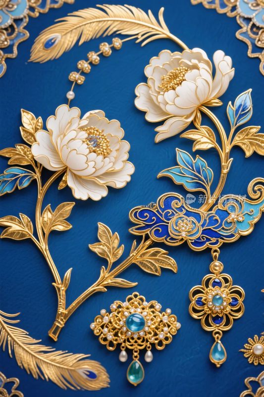 华丽珠宝花卉插画